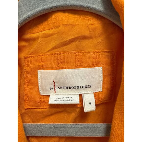 Anthropologie Cotton Textured Wrap Open Back Mini Dress Orange Size Medium - Picture 6 of 8